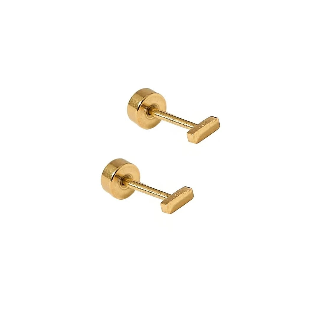 Micro Bar Gold Screwback Stud Earrings