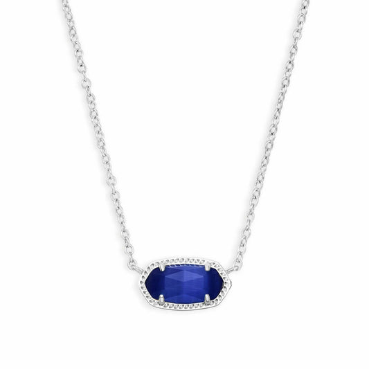 Elisa September Birthday Silver Necklace Cobalt Cat's Eye