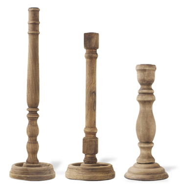 Wood Taper Candle Holders Set of 3