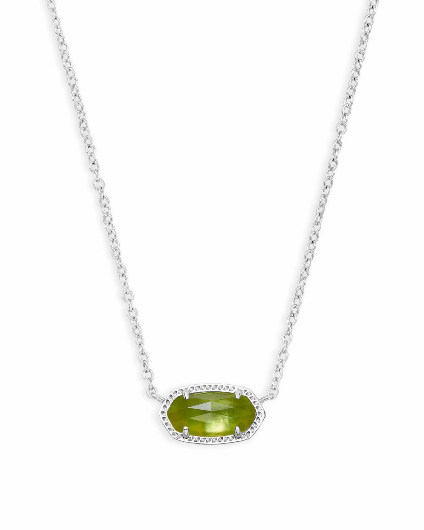 Elisa August Birthday Silver Necklace Peridot Illusion