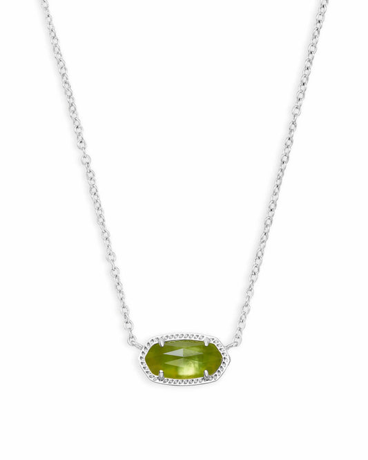 Elisa August Birthday Silver Necklace Peridot Illusion