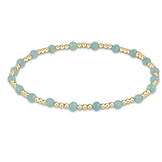 Gemstone Gold Sincerity Pattern 3mm Bead Bracelet Amazonite