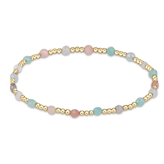 Extends Gemstone Gold Sincerity Pattern 3mm Bead Bracelet Hot Mess SS25