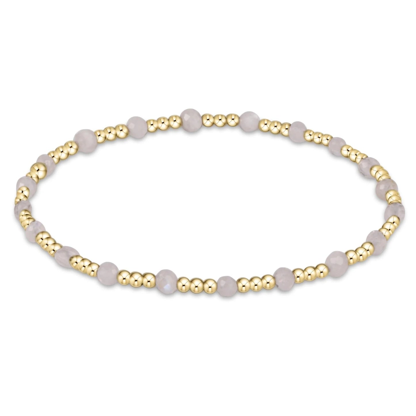Gemstone Gold Sincerity Pattern 3mm Bead Bracelet Moonstone