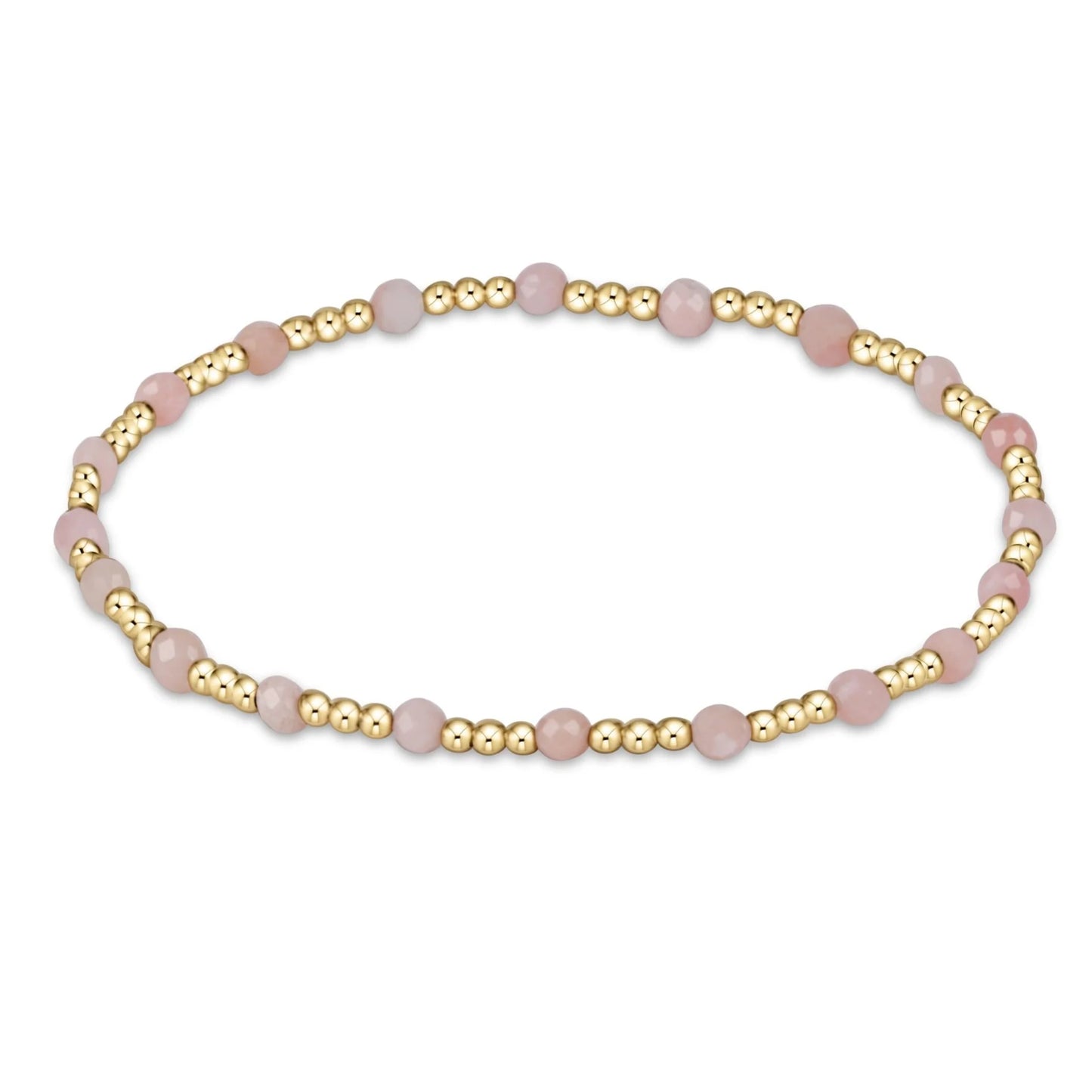 Gemstone Gold Sincerity Pattern 3mm Bead Bracelet Pink Opal