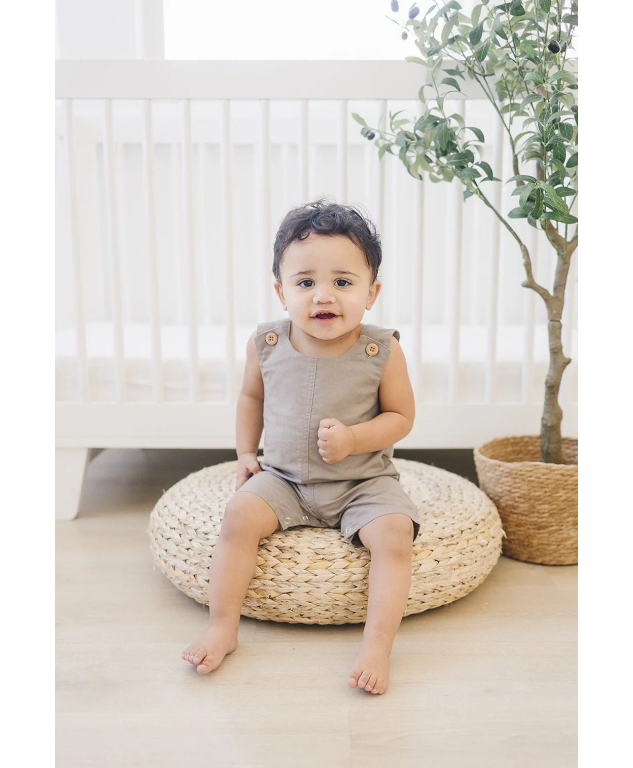 Sleeveless Linen Romper 3-6 Months Sale