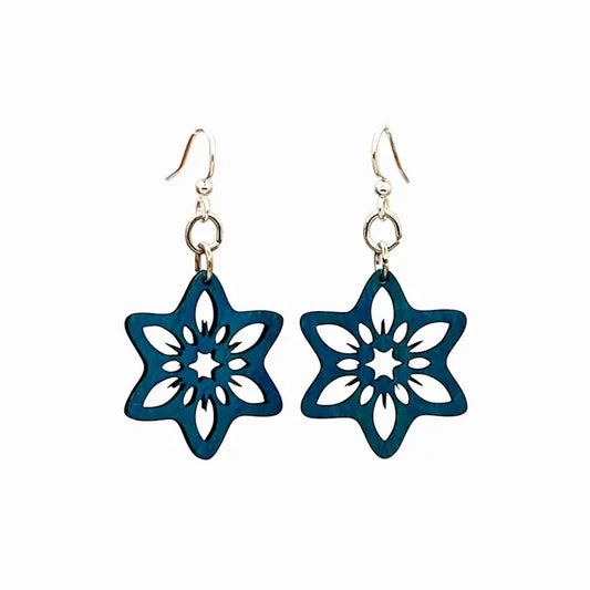 Snowflake Flower Earrings Blue