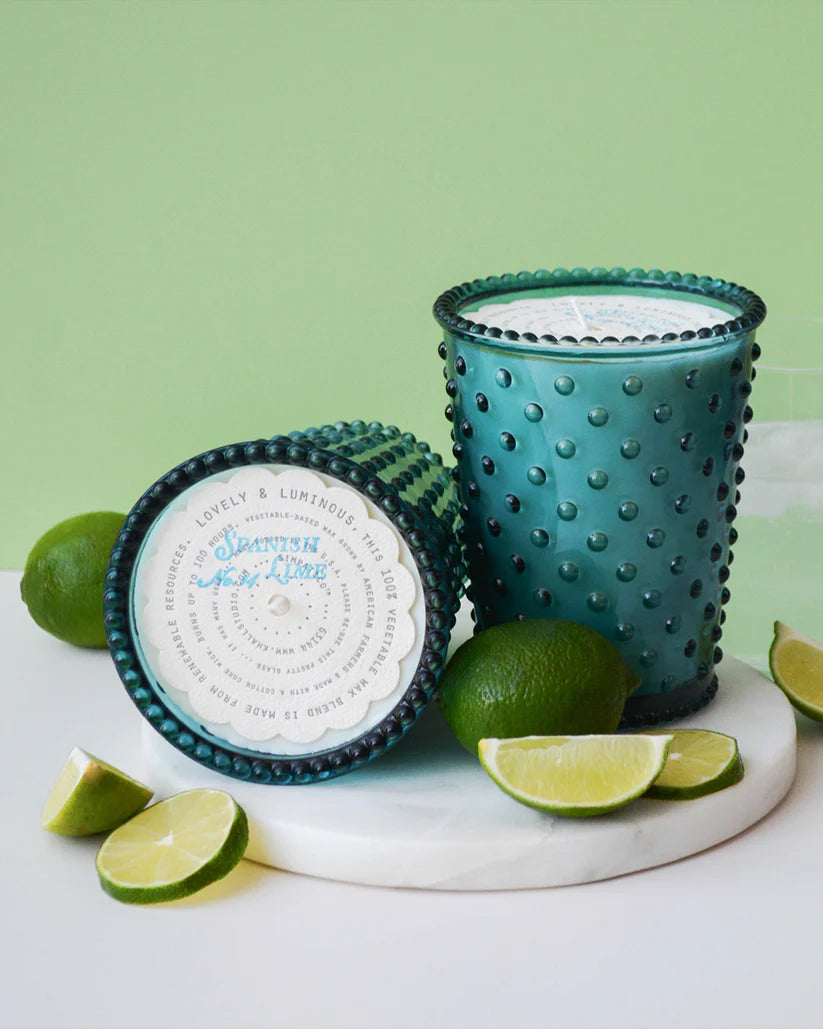 Spanish Lime Hobnail Glass Candle