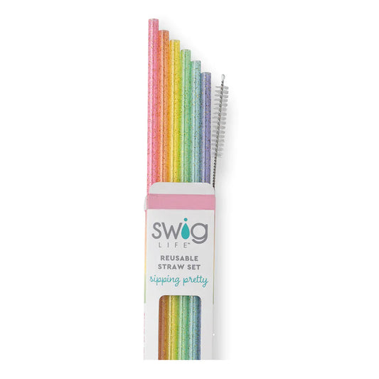 Straw Set Rainbow Glitter