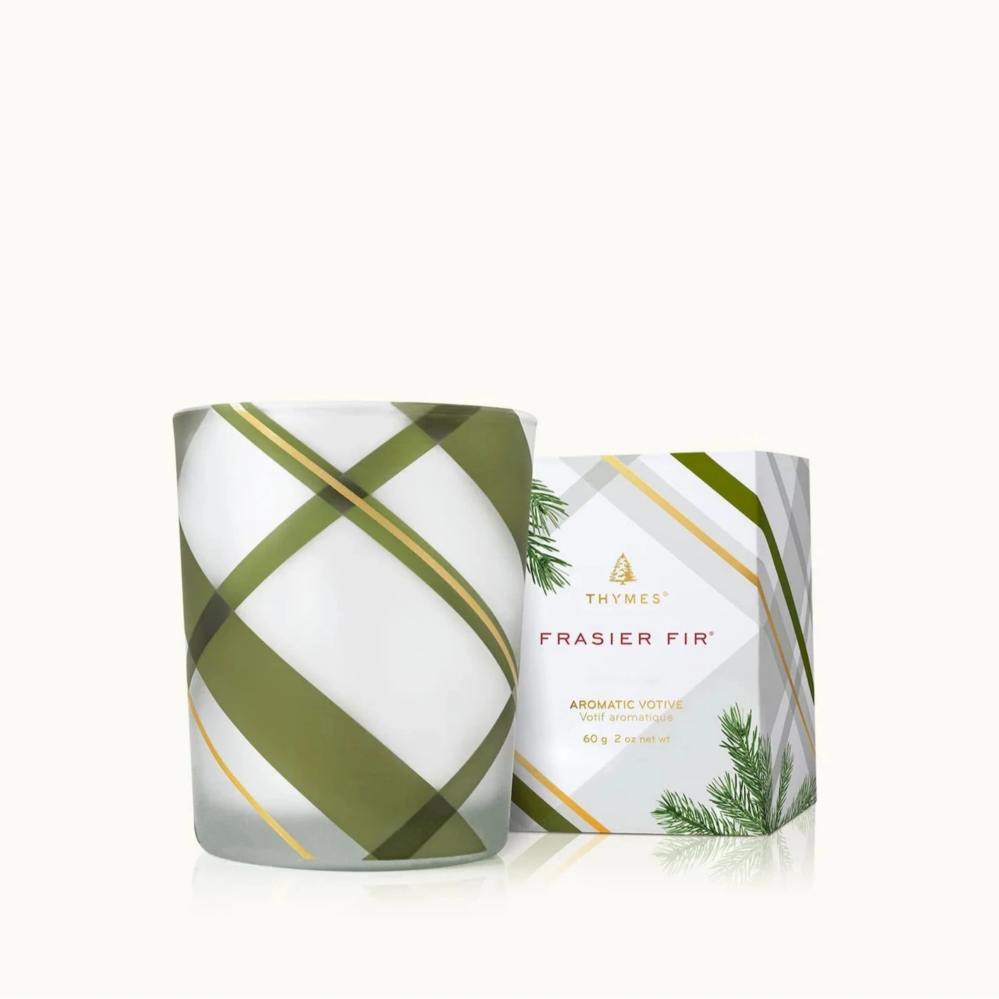 Frasier Fir Frosted Plaid 2oz Votive Candle