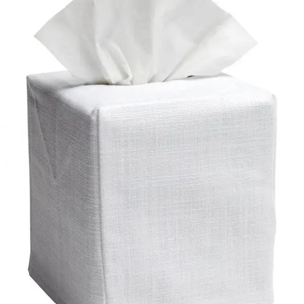 Tissue Box Cover White Linen and Cotton