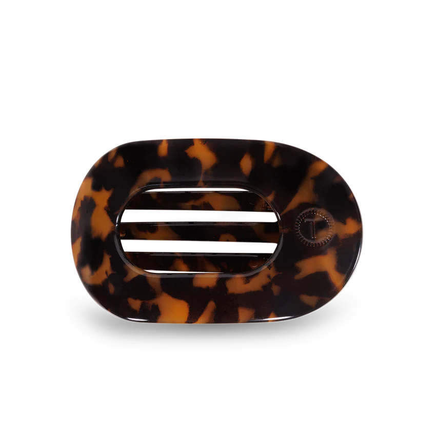 Teleties Medium Flat Round Clip Tortoise