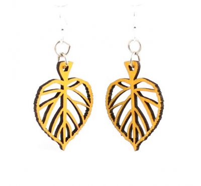 Tree Leaf Blossom Wood Earrings in Sunrise