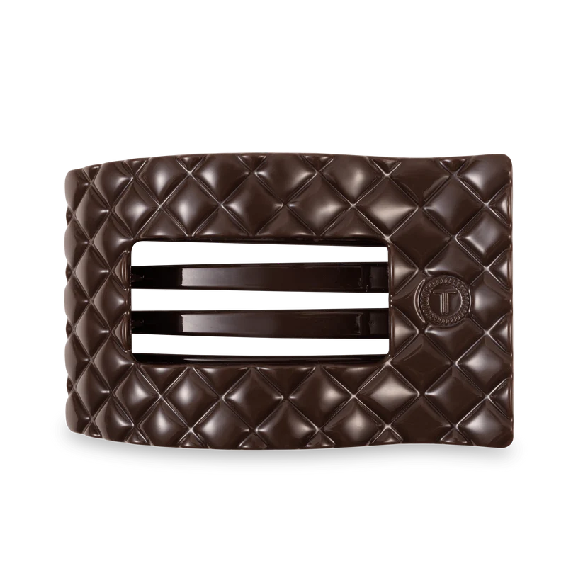 Teleties Large Flat Rectangle Hair Clip Truly Taupe Quilted