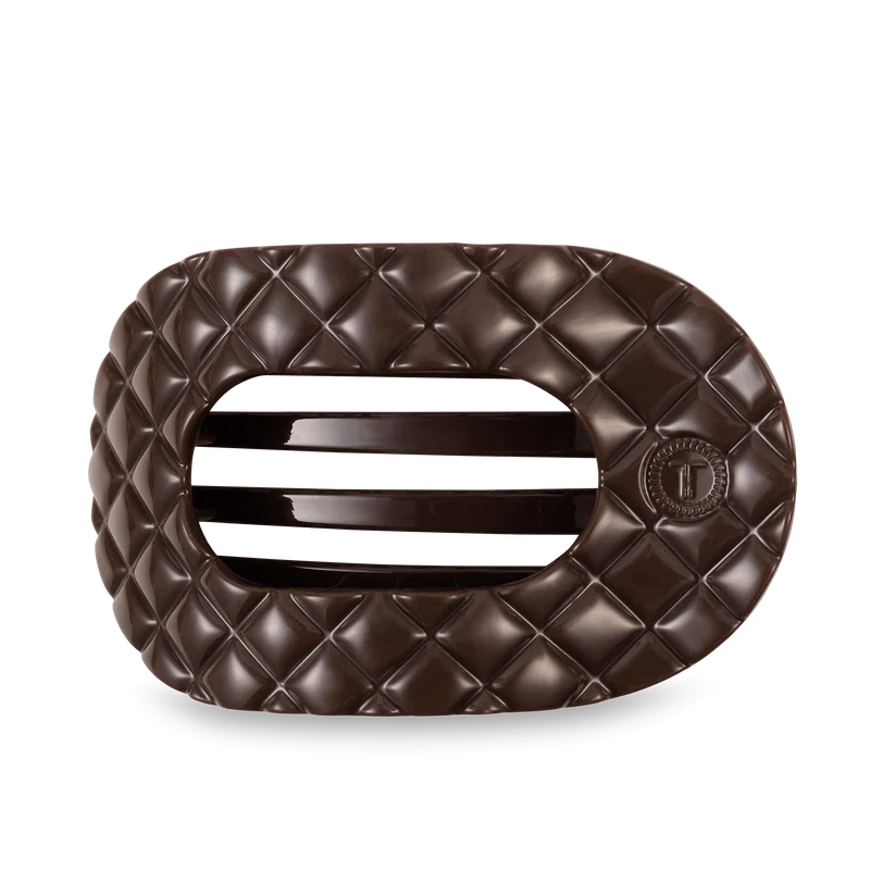 Teleties Large Flat Round Clip Truly Taupe Quilted