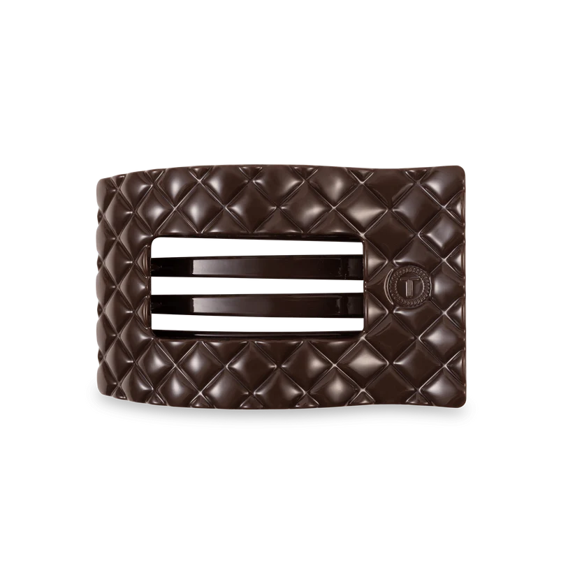 Teleties Medium Flat Rectangle Hair Clip Truly Taupe Quilted