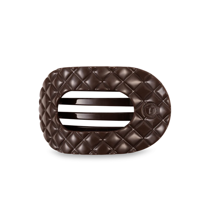 Teleties Medium Flat Round Clip Truly Taupe Quilted