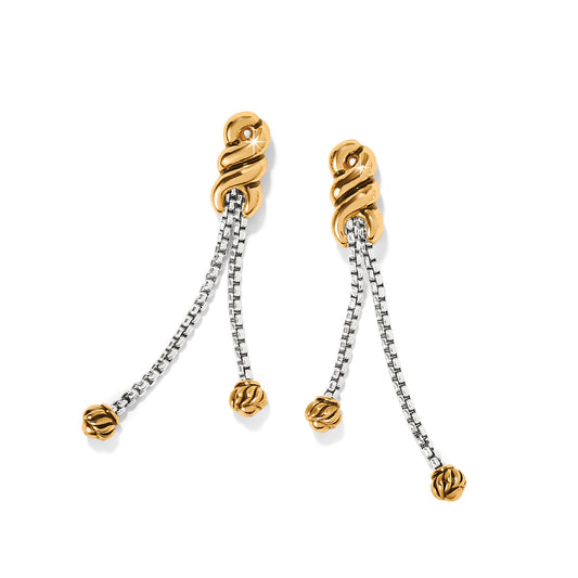 Interlok Twist Double Chain Post Drop Earrings Two Tone