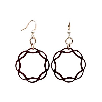 Wavy Circle Wood Earrings