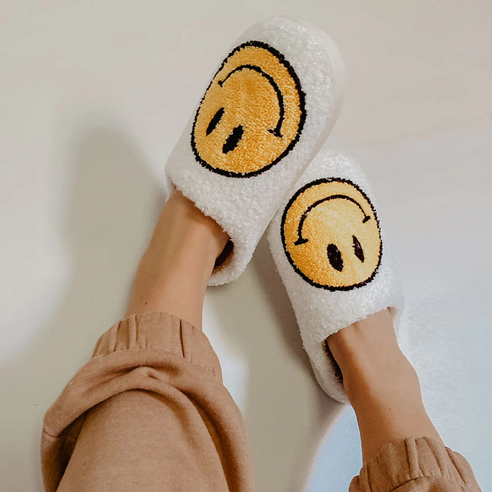 Slippers White Happy Face