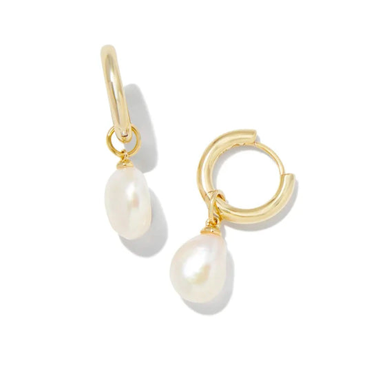 Willa Gold Pearl Huggie Earrings in Freshwater Cultured Pearl